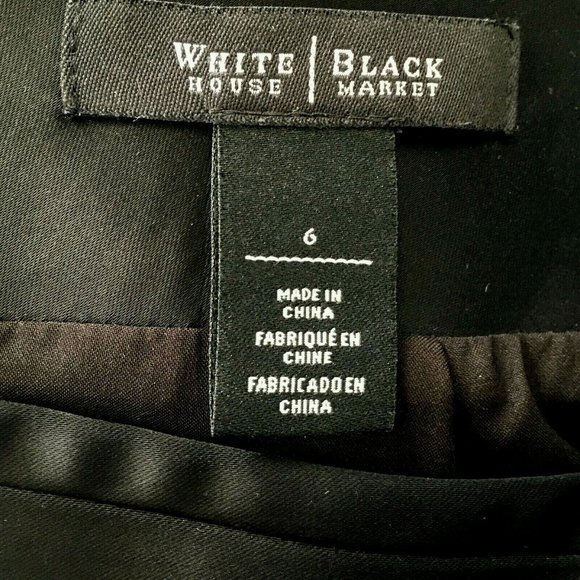 White House Black Market Pencil Skirt Solid Black Back Vent Career Work Size 6 - Picture 4 of 6